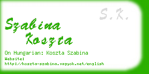 szabina koszta business card